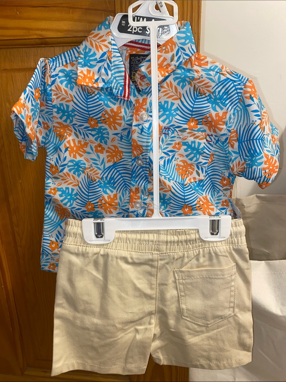 Toddler Orange & Blue Tropical Button-Down Shirt by